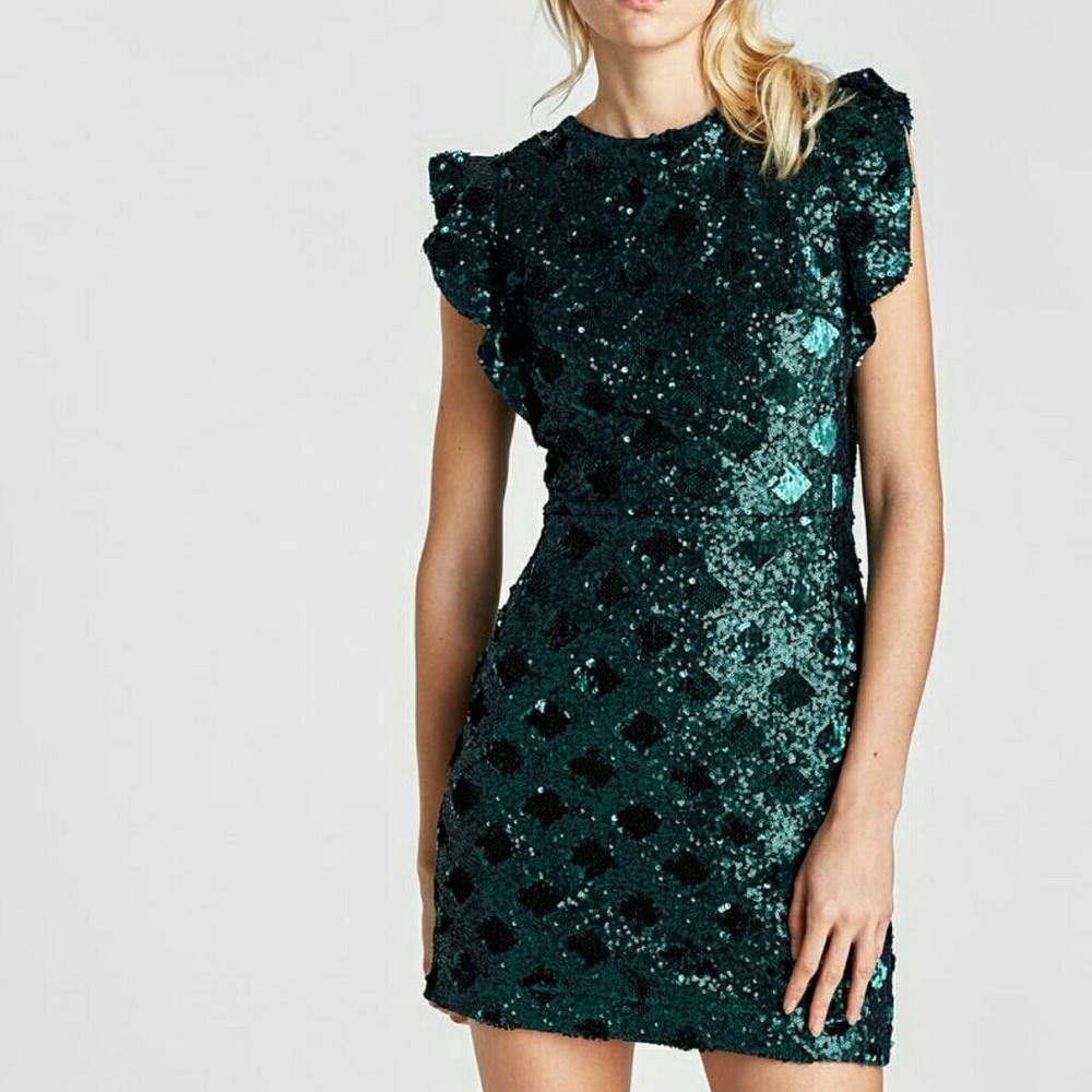 Sequin Mini Dress with Velvet Ribbons